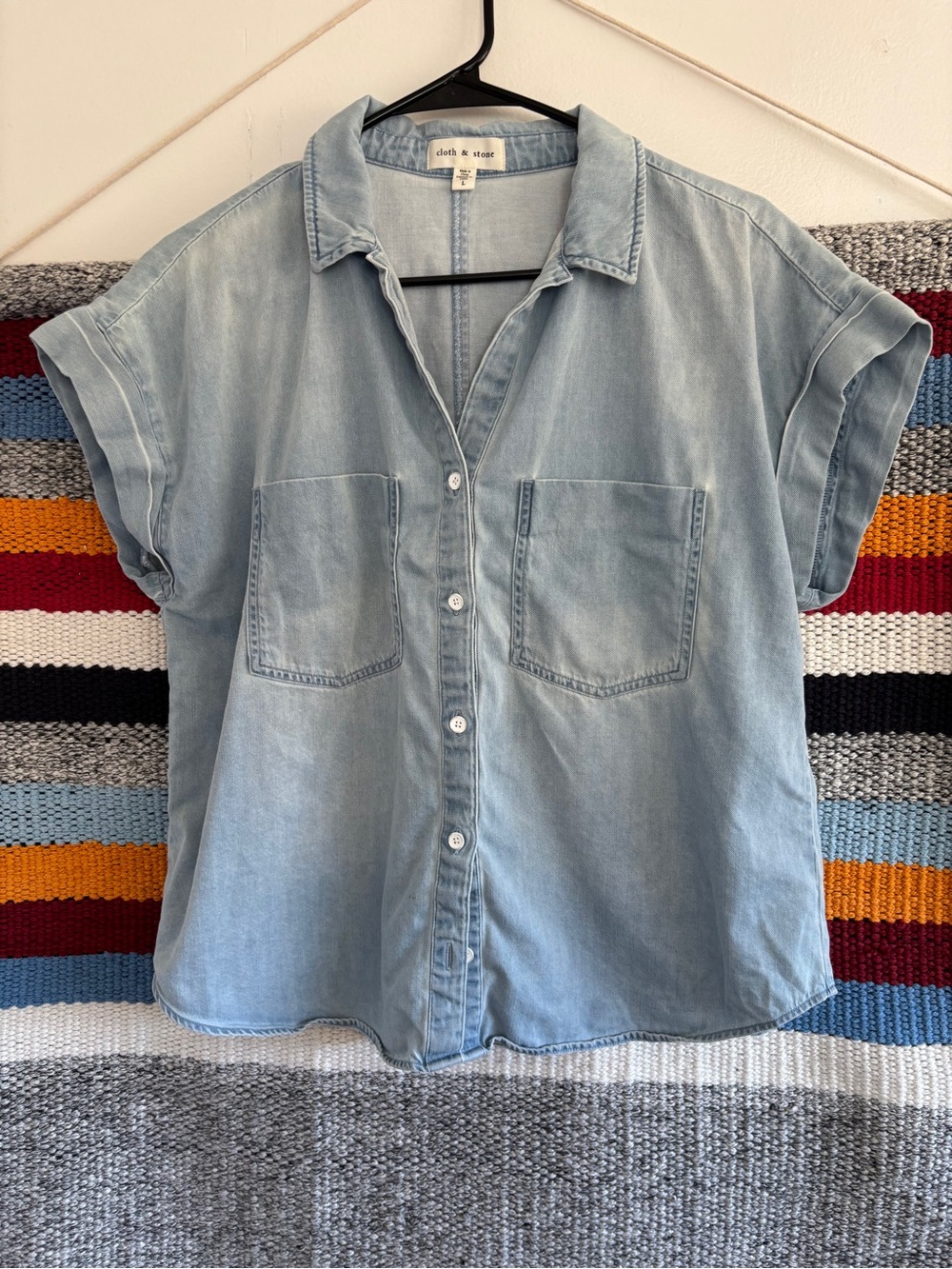 cloth & stone Light Wash Denim Button-Down Shirt